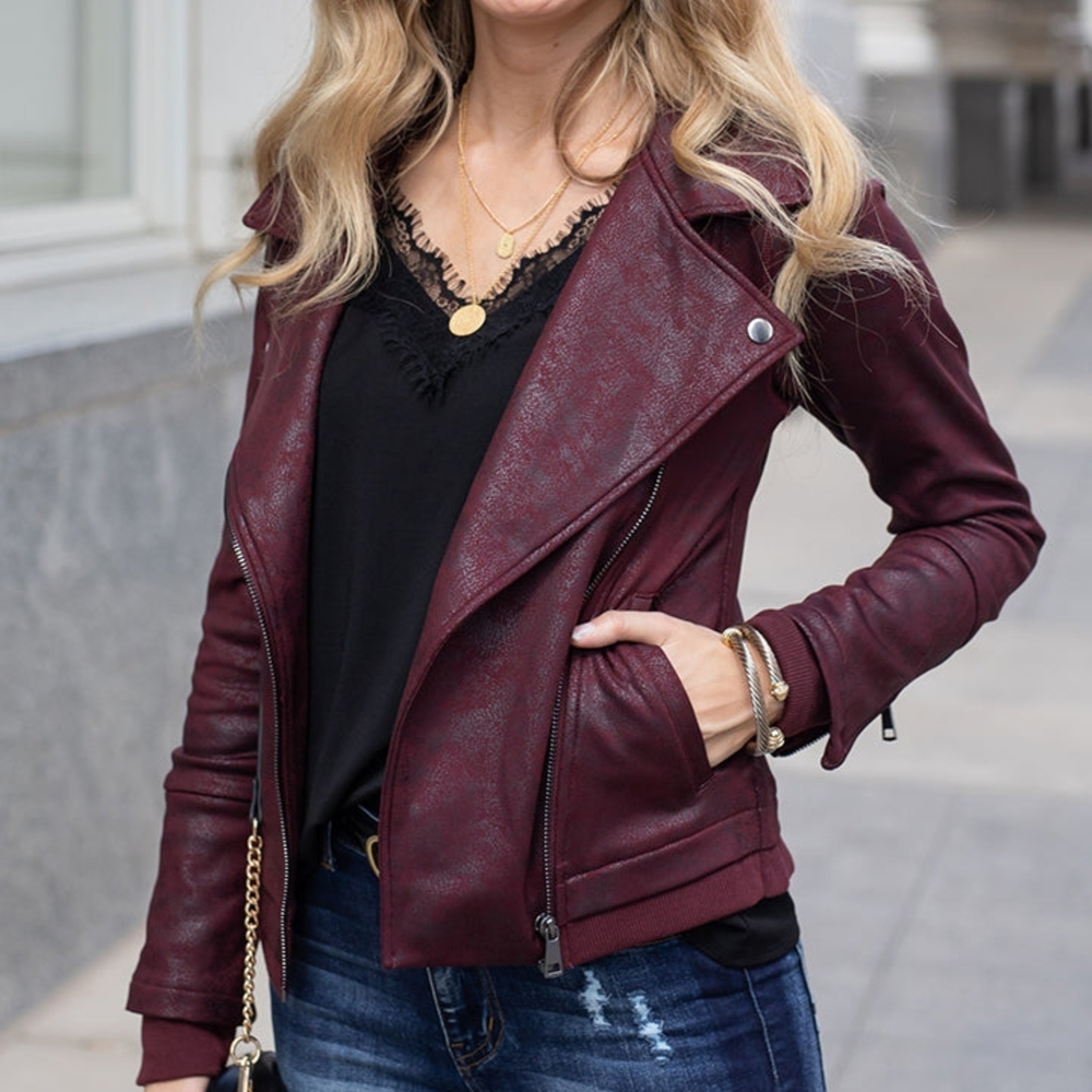 Grace & Lace Move Free Leather Like moto Jacket - Picture 4 of 8